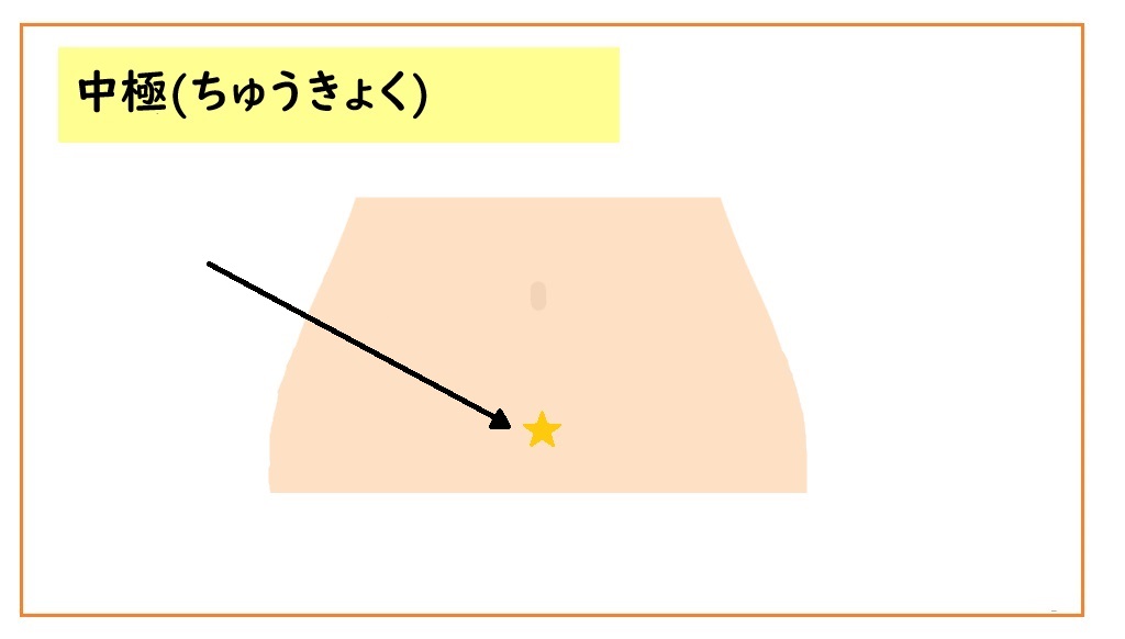 頻尿のツボ「中極」。おへその少し下に位置している。